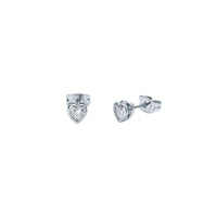 ted baker harmony: mini crystal heart stud earrings  silver tone clear crystal