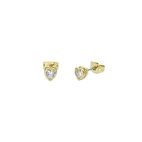 ted baker harmony: mini crystal heart stud earrings gold tone clear crystal