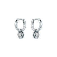 ted baker harper: mini crystal heart huggie earrings  silver tone clear crystal