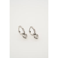 ted baker harper: mini crystal heart huggie earrings  silver tone clear crystal