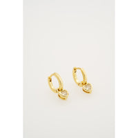 ted baker harper: mini crystal heart huggie earrings gold tone clear crystal