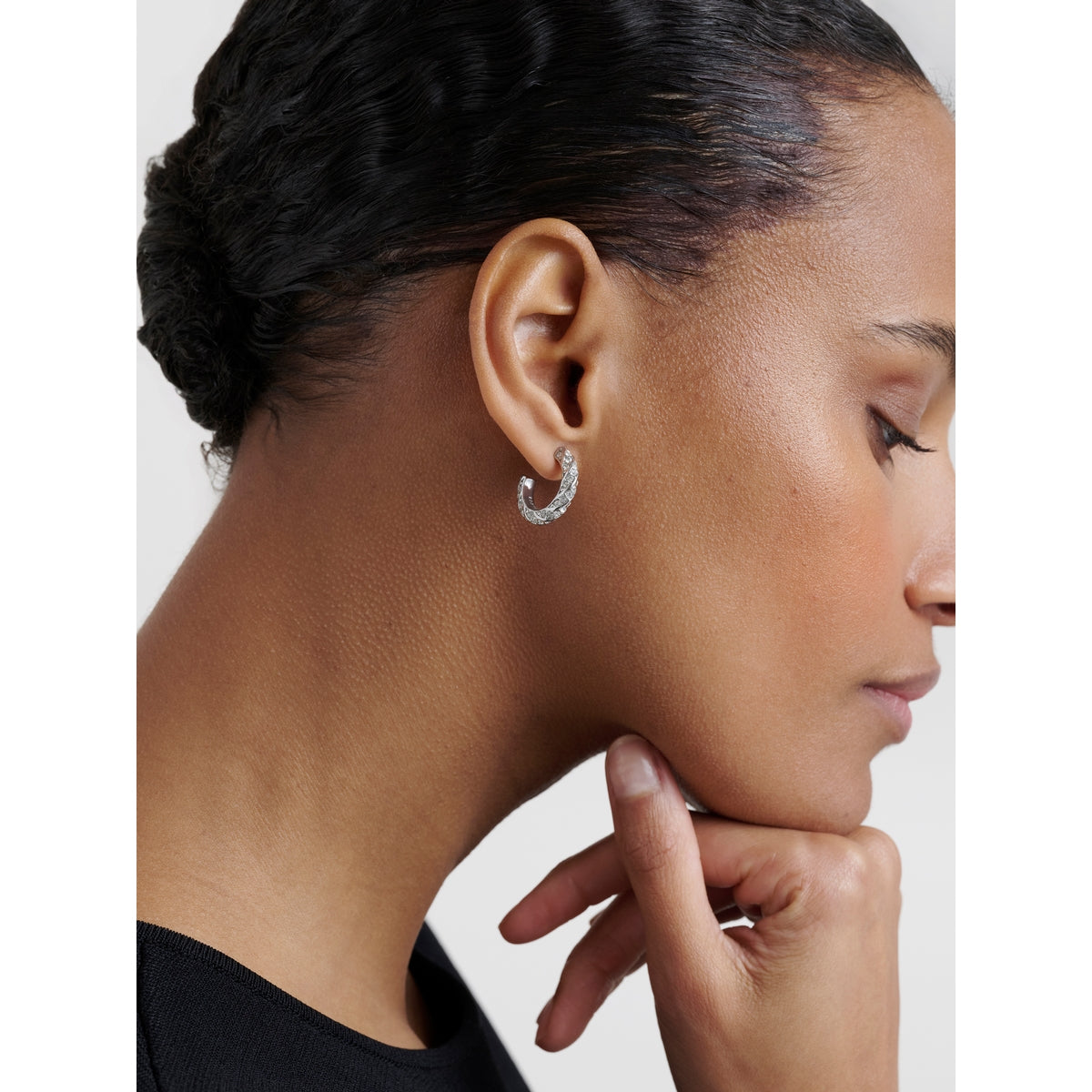 ted baker toni: crystal twist silver tone hoop earrings