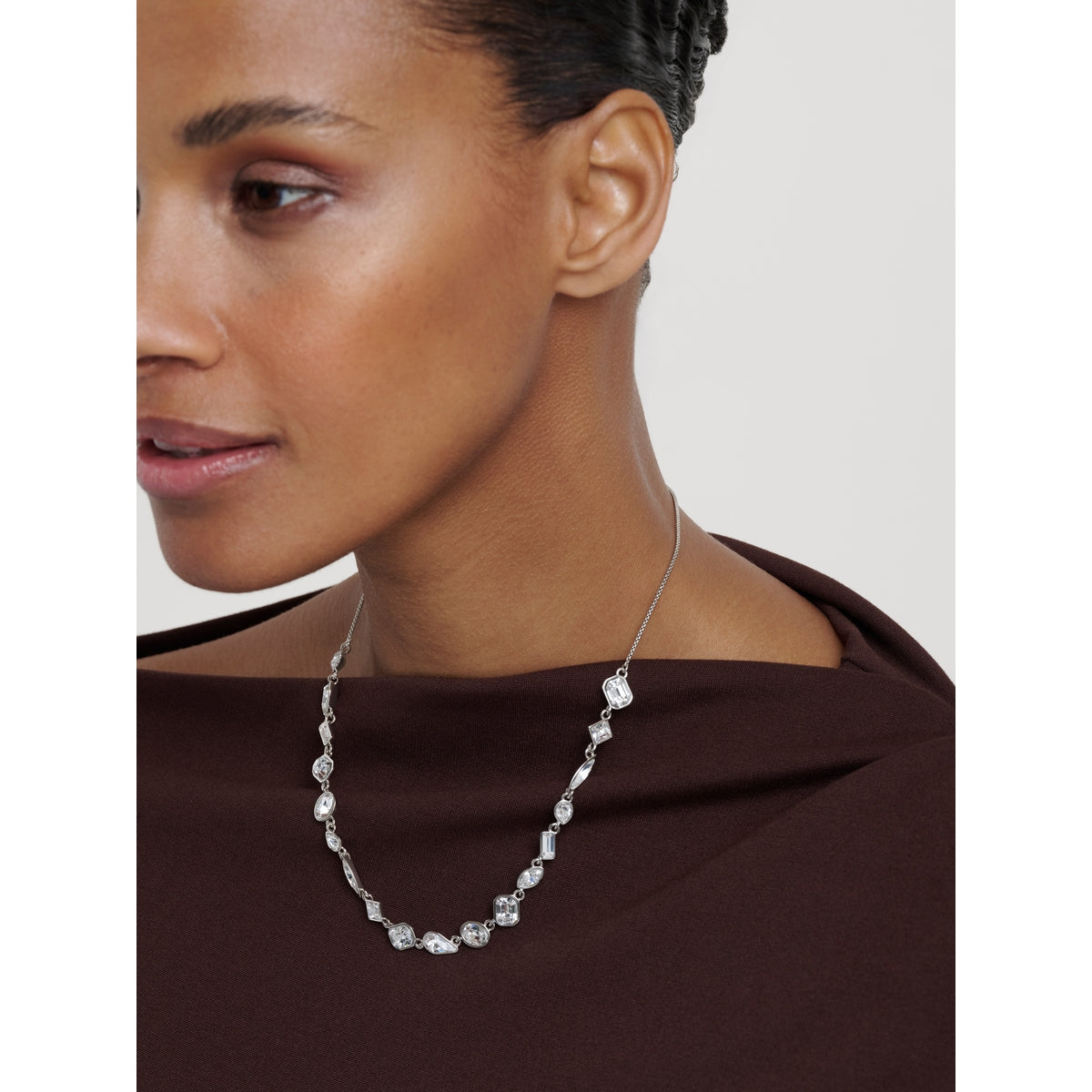 ted baker julie: jewel chain crystal silver tone necklace