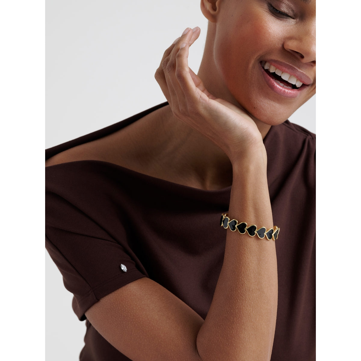 ted baker haidyn: enamel gold tone heart cuff