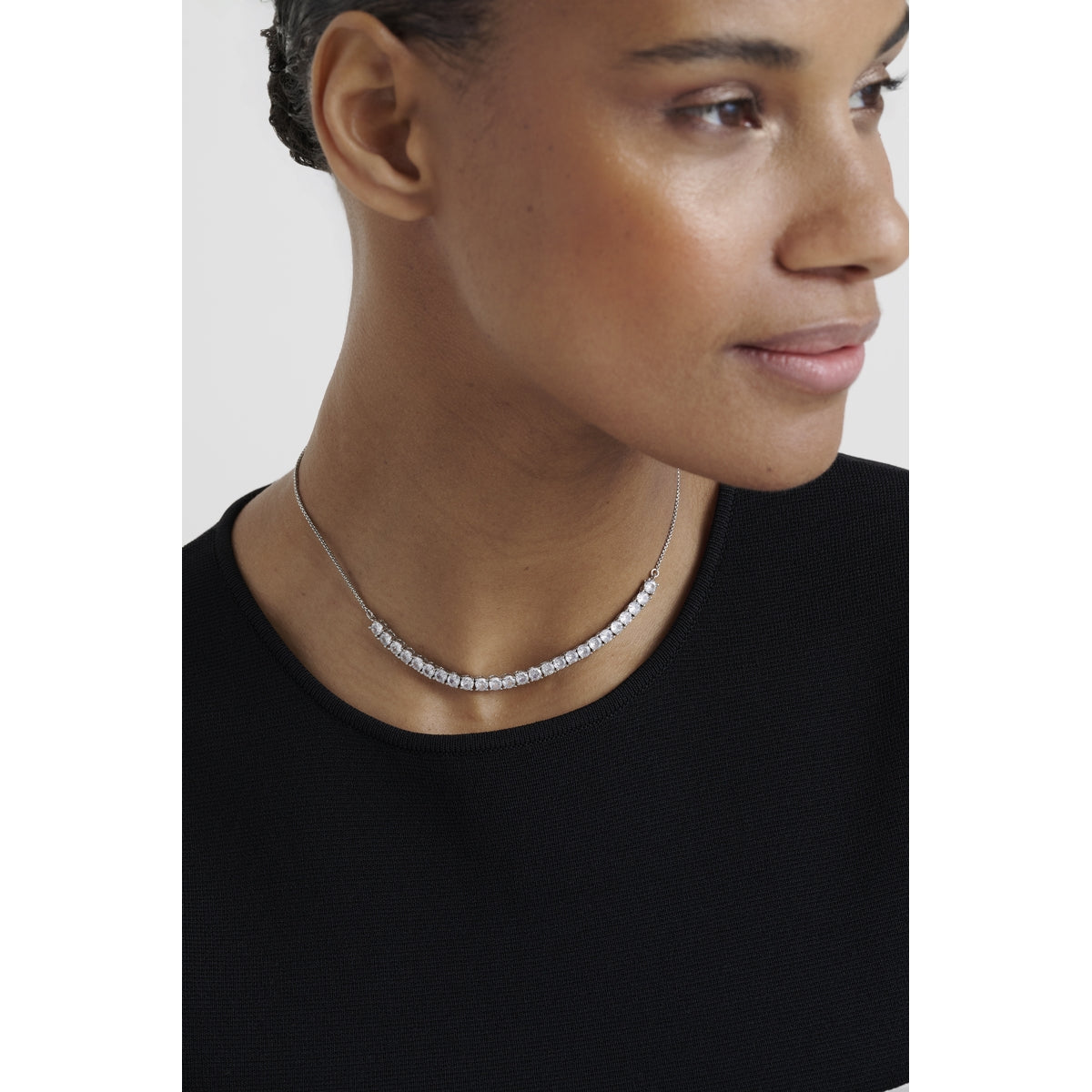 ted baker melrose: crystal adjustable silver tone tennis necklace