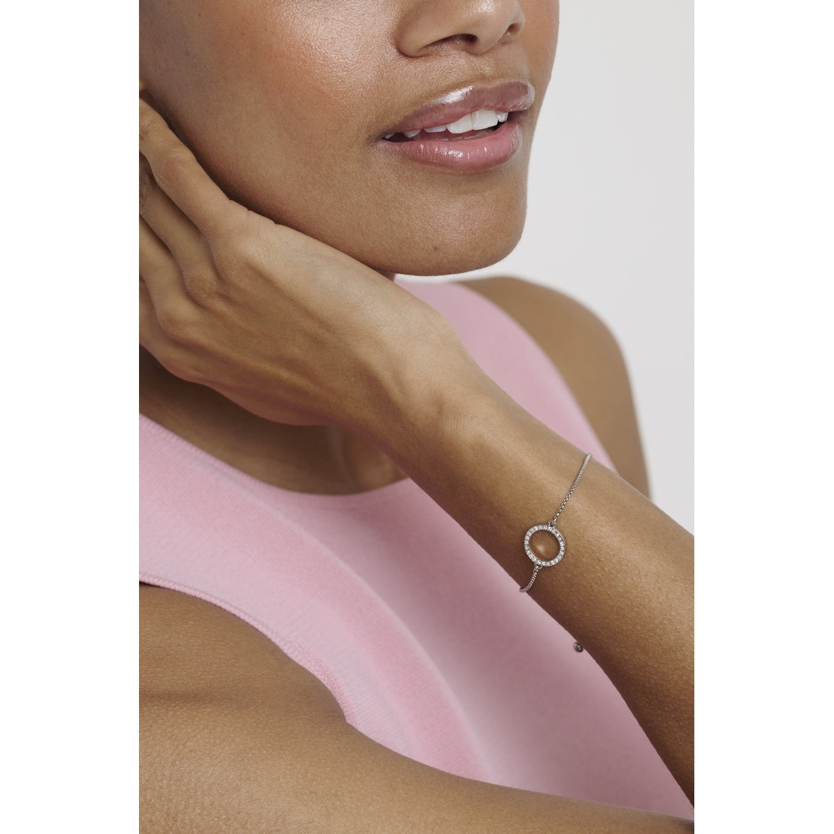 ted baker hela: crystal hoop silver tone adjustable bracelet