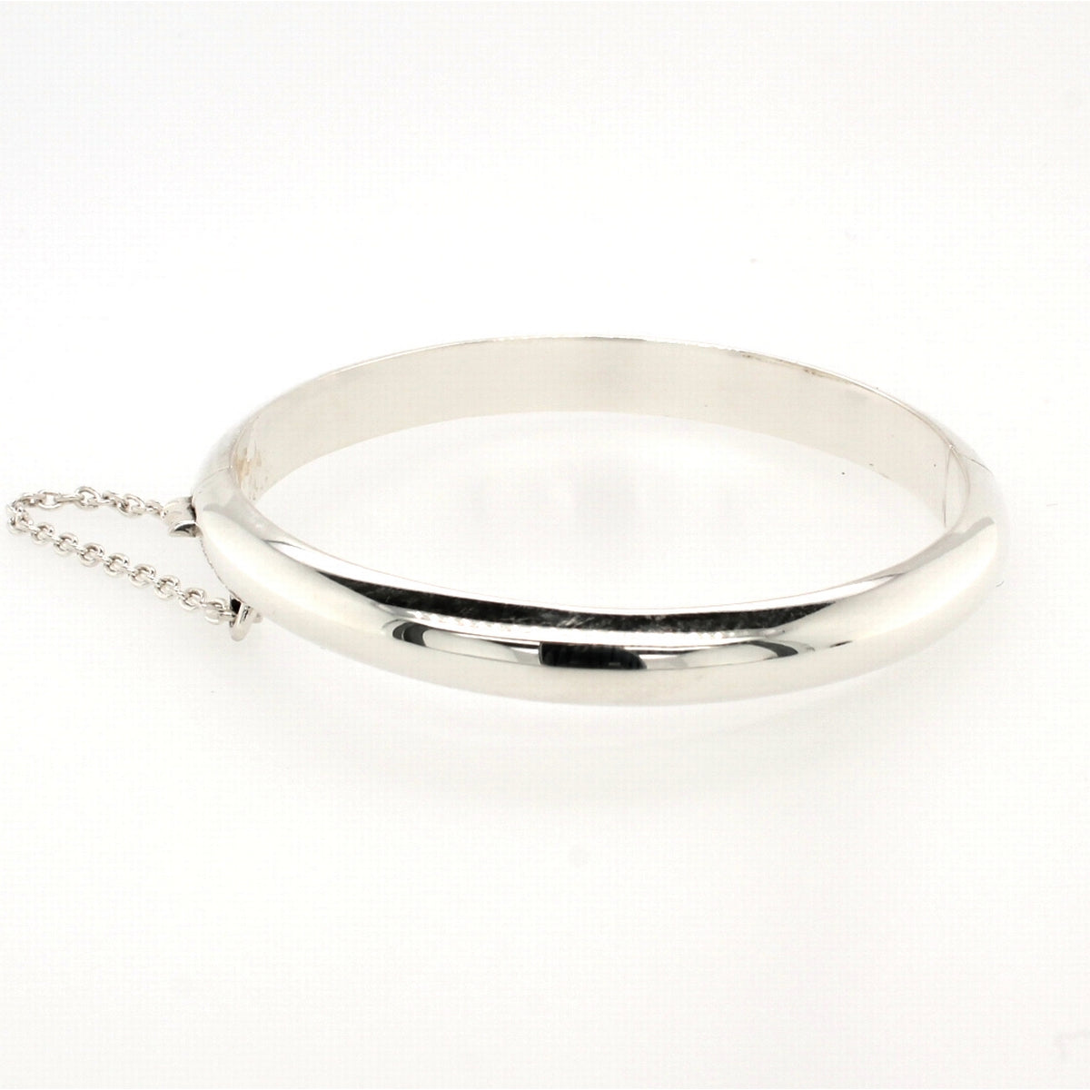 silver hinged bangle half round