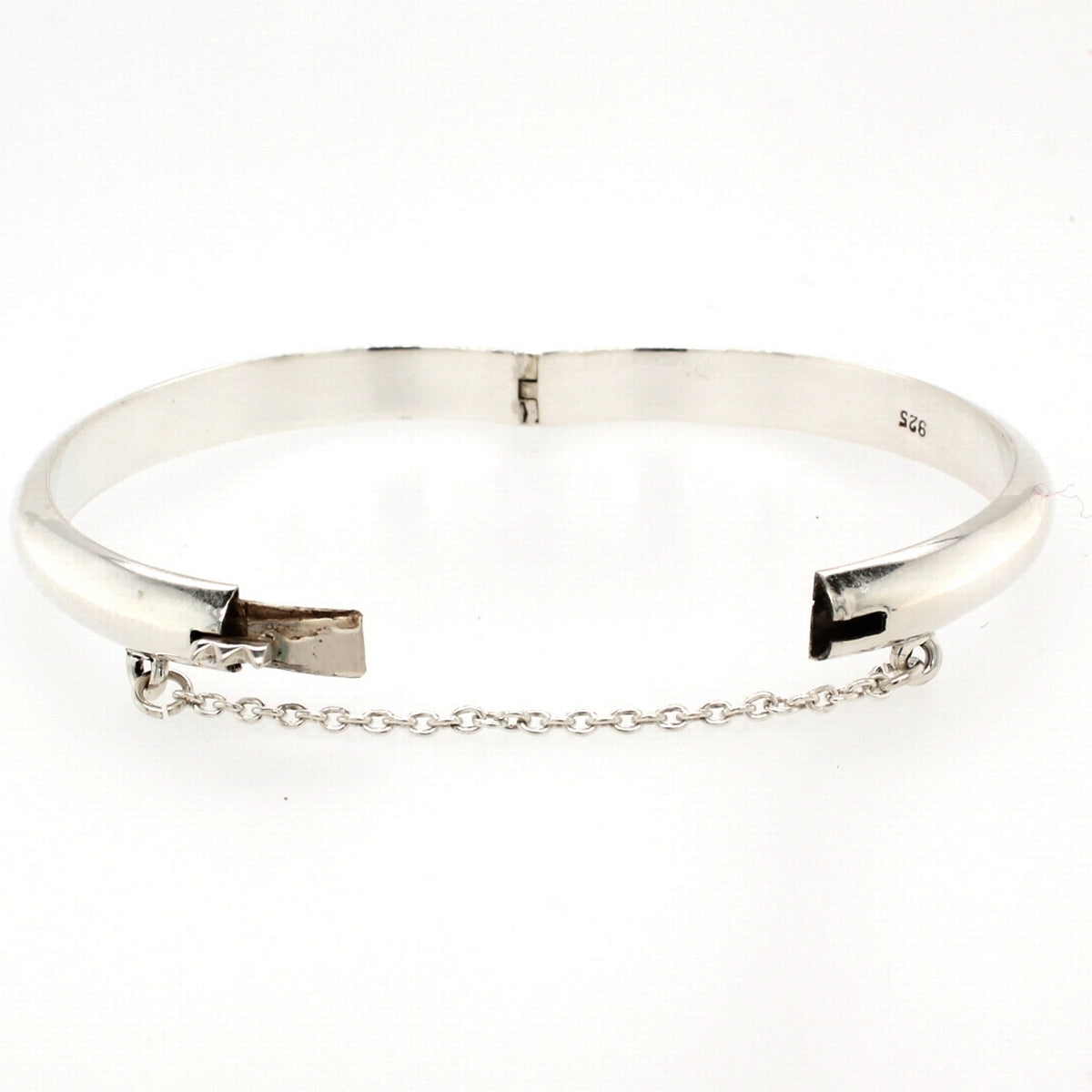 silver hinged bangle half round