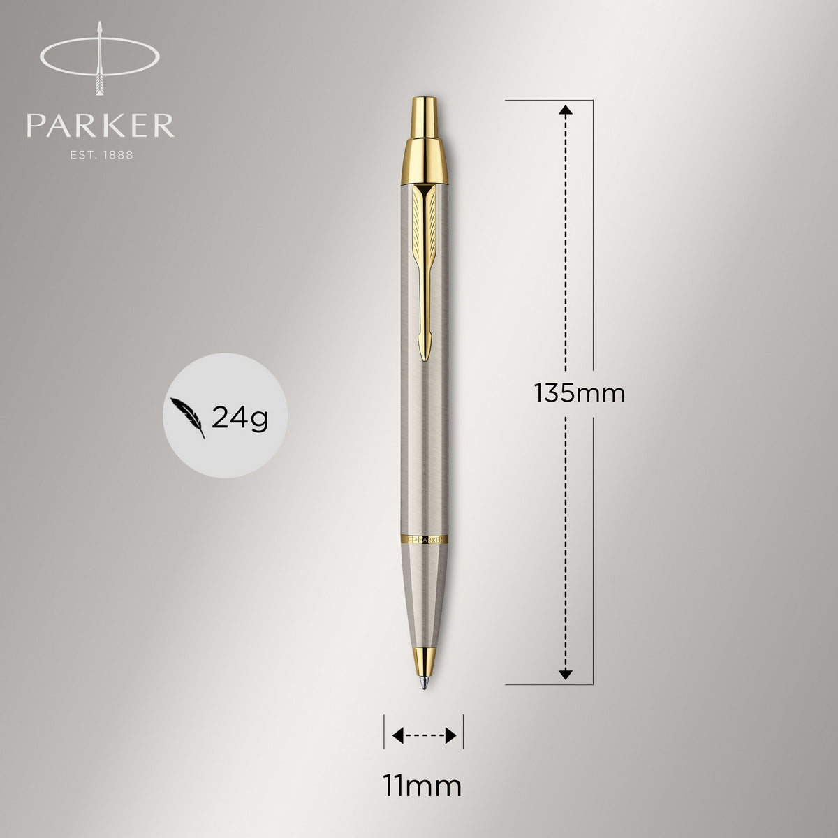 parker im duo gift set with ballpoint pen & rollerball pen brushed metal with gold trim black ink refill & cartridge