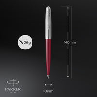 parker 51 ballpoint pen burgundy barrel with chrome trim medium point with black ink refill