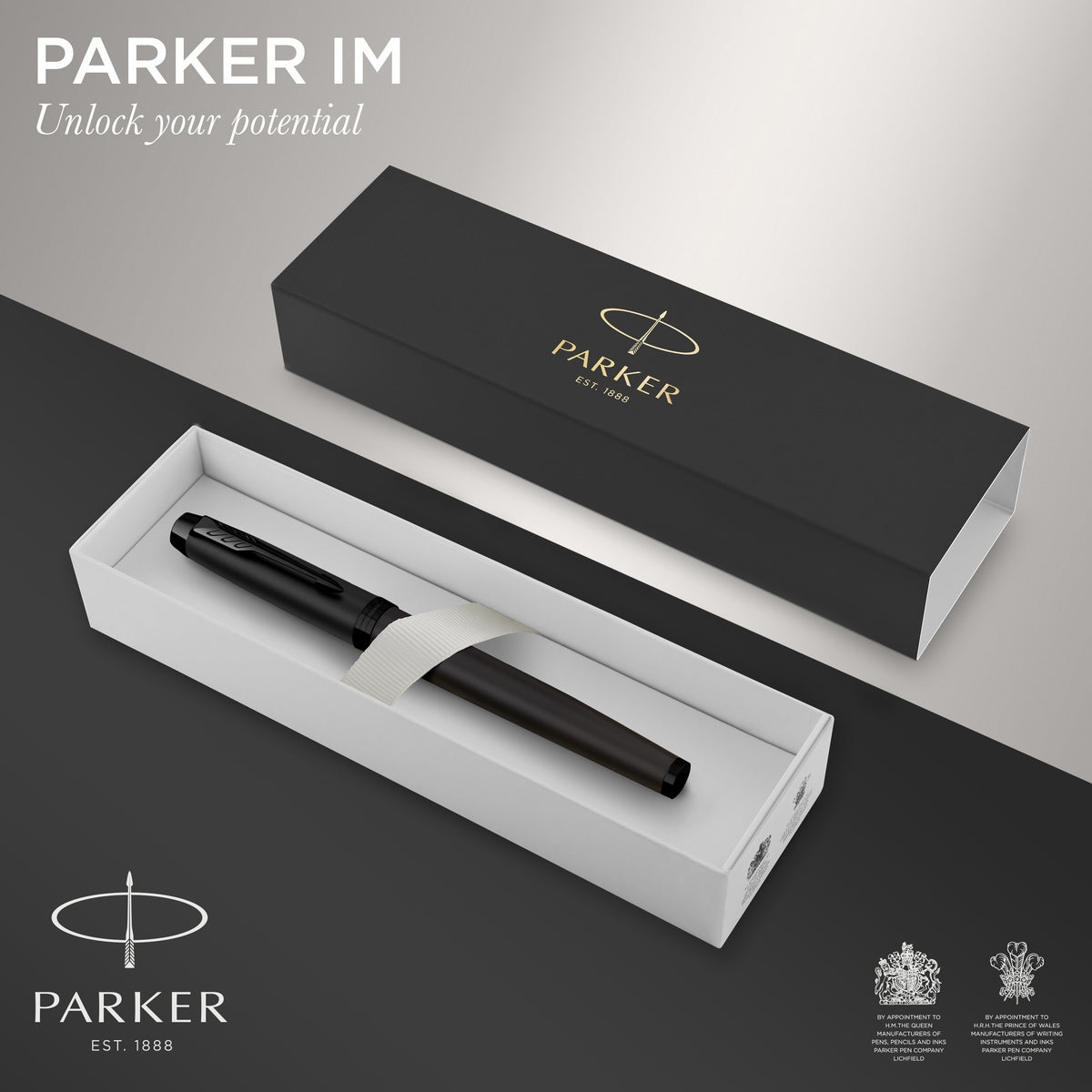 parker im rollerball pen matte black with black trim fine point with black ink refill