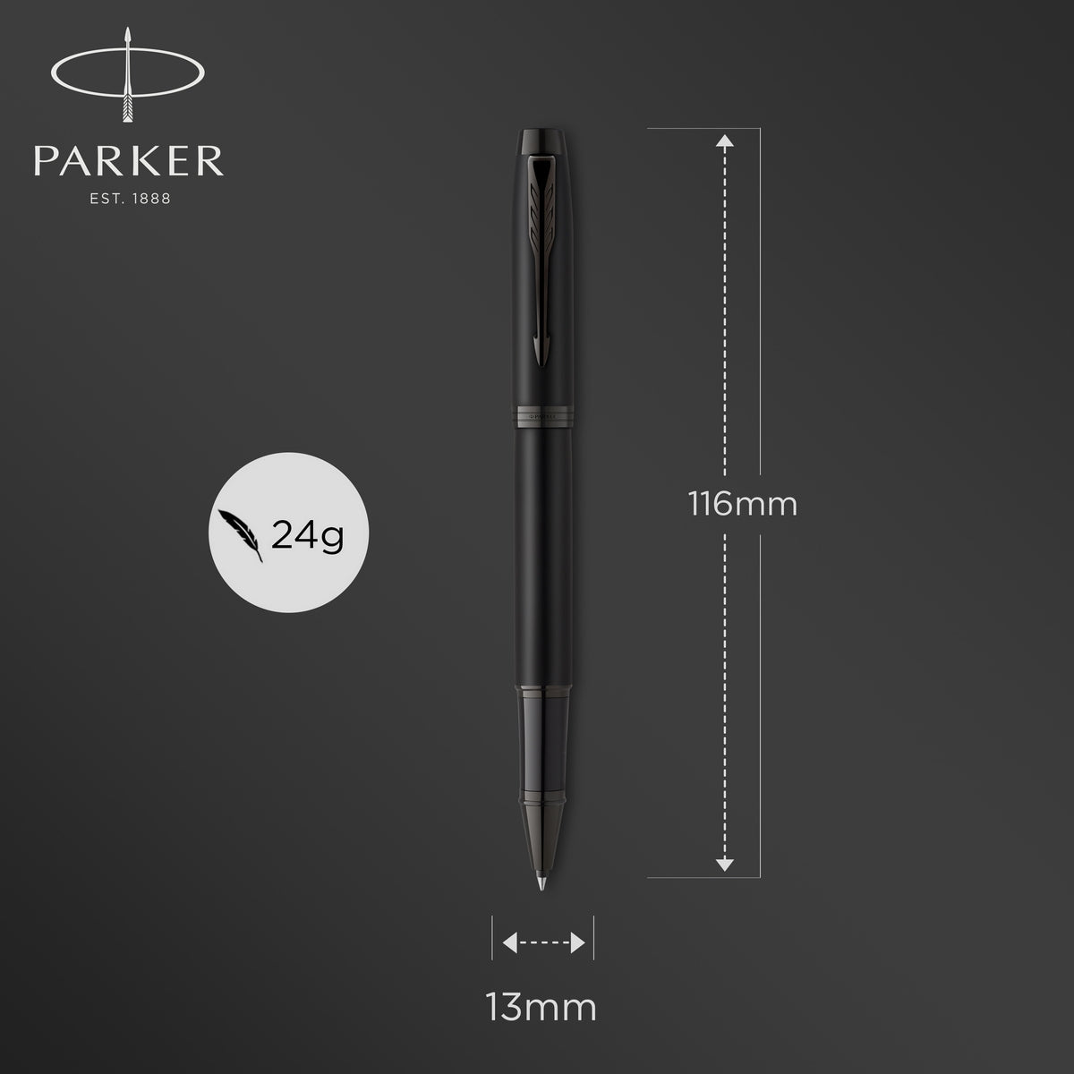 parker im rollerball pen matte black with black trim fine point with black ink refill