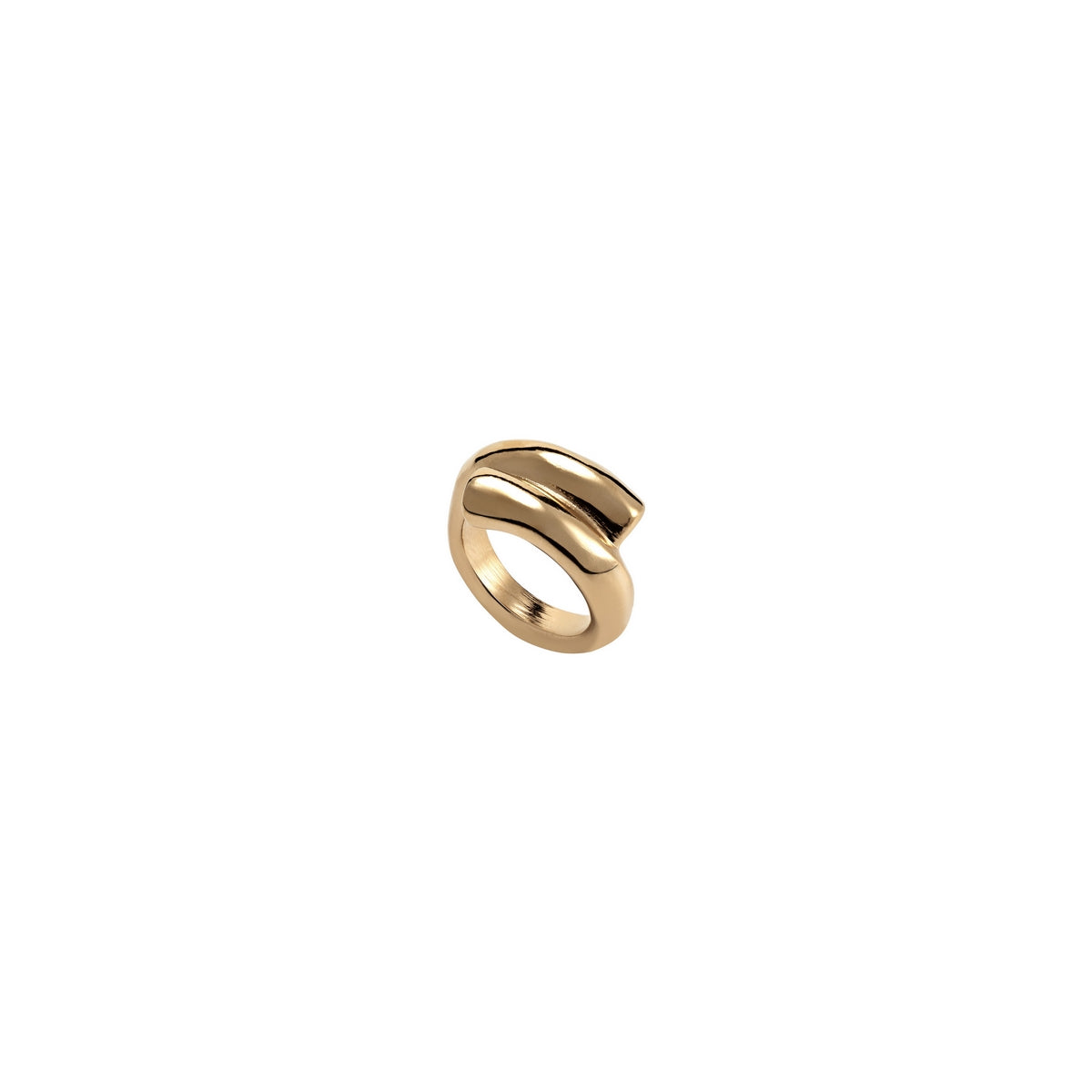 uno de 50 crossed legs tube-shaped gold-plated metal alloy ring closed in the middle