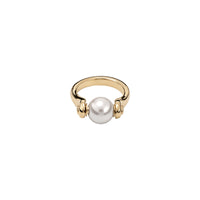 uno de 50 full pearlmoon gold-plated metal alloy ring with small pearl
