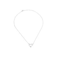 uno de 50 straight to the heart necklace with chain and heart nailed in silver plated metal alloy and white topazes