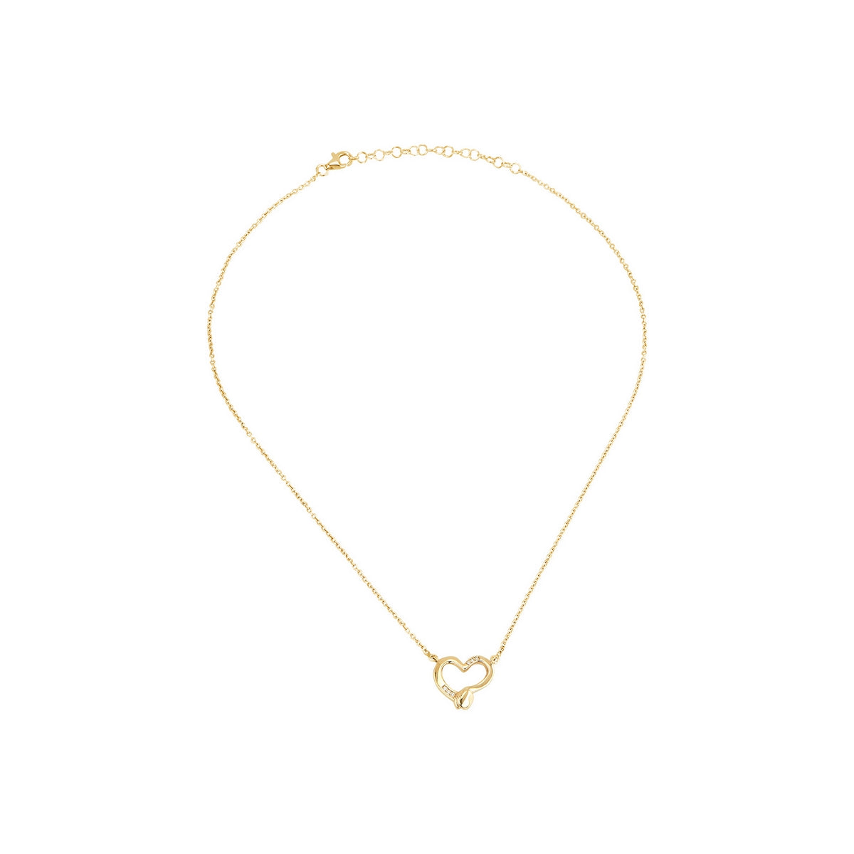 uno de 50 straight to the heart necklace with chain and heart nailed in gold-plated metal alloy and white topazes