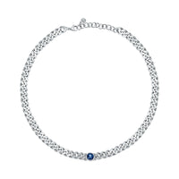 chiara ferragni chain necklace small chain with blue stone and white crystals 33cm + 7