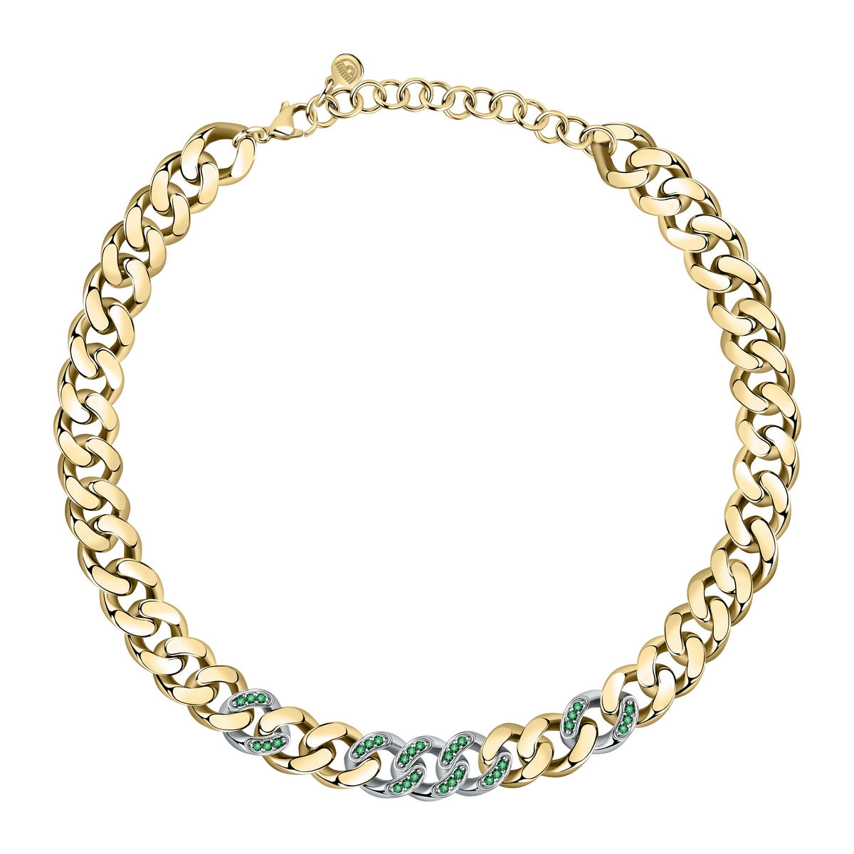 chiara ferragni chain necklace yg big chain with emerald crystals 38cm + 7