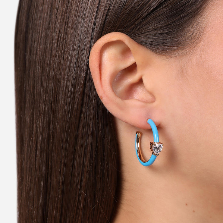 chiara ferragni love parade blue enamel  hoop earring