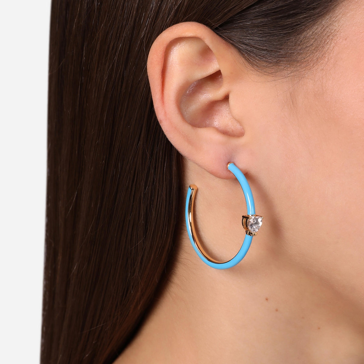 chiara ferragni love parade blue enamel  hoop earring