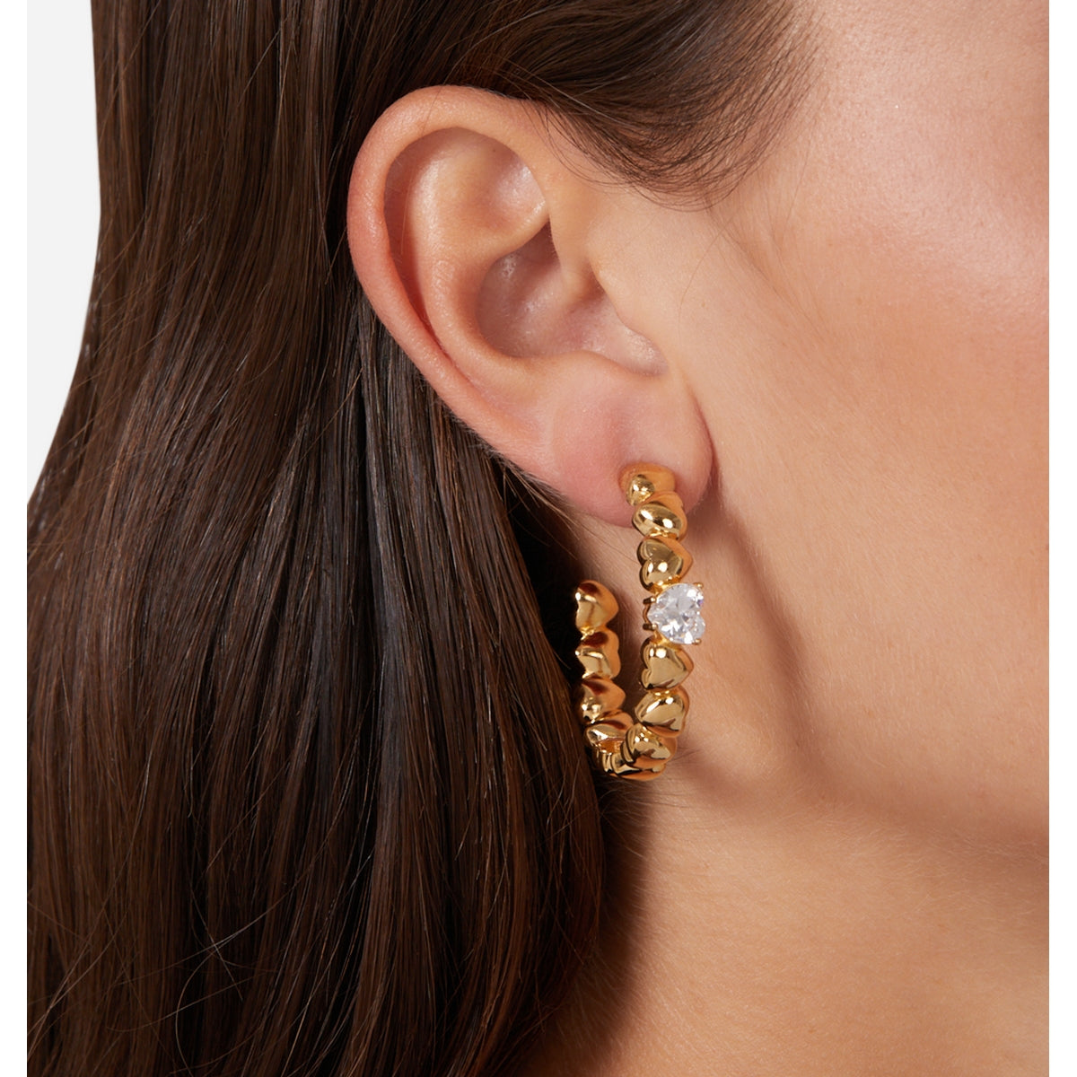 chaira ferragni cuoricino earring with 7mm wh cz+ipg 40mm