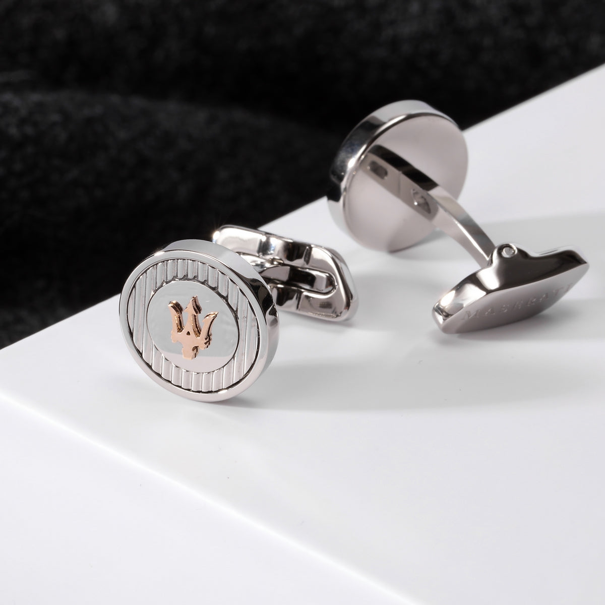 maserati jewels silver,rose gold cuff link 15x3mm