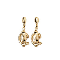 uno de 50 planets gold-plated metal alloy earring with two moon-shaped charm and pearl
