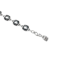 uno de 50 mademoiselle silver-plated metal alloy bracelet with 7 embedding sections with grey crystals