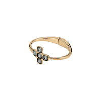 uno de 50 oh lord! gold-plated metal alloy cast-iron bracelet with hidden spring and 5 cross-shaped grey crystals