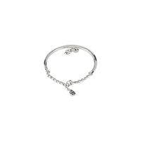 uno de 50 lucky clover silver-plated metal alloy bracelet with tubule, charm with purple crystal and clover