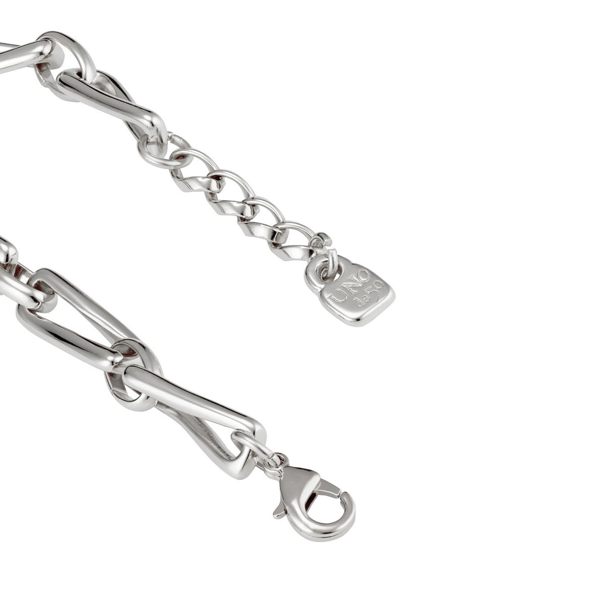 uno de 50 galaxy silver plated metal alloy bracelet with small square links