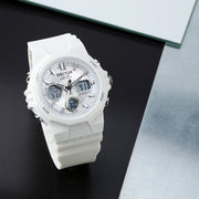 sector digital dual time, chime, stopwatch, white silicone watch