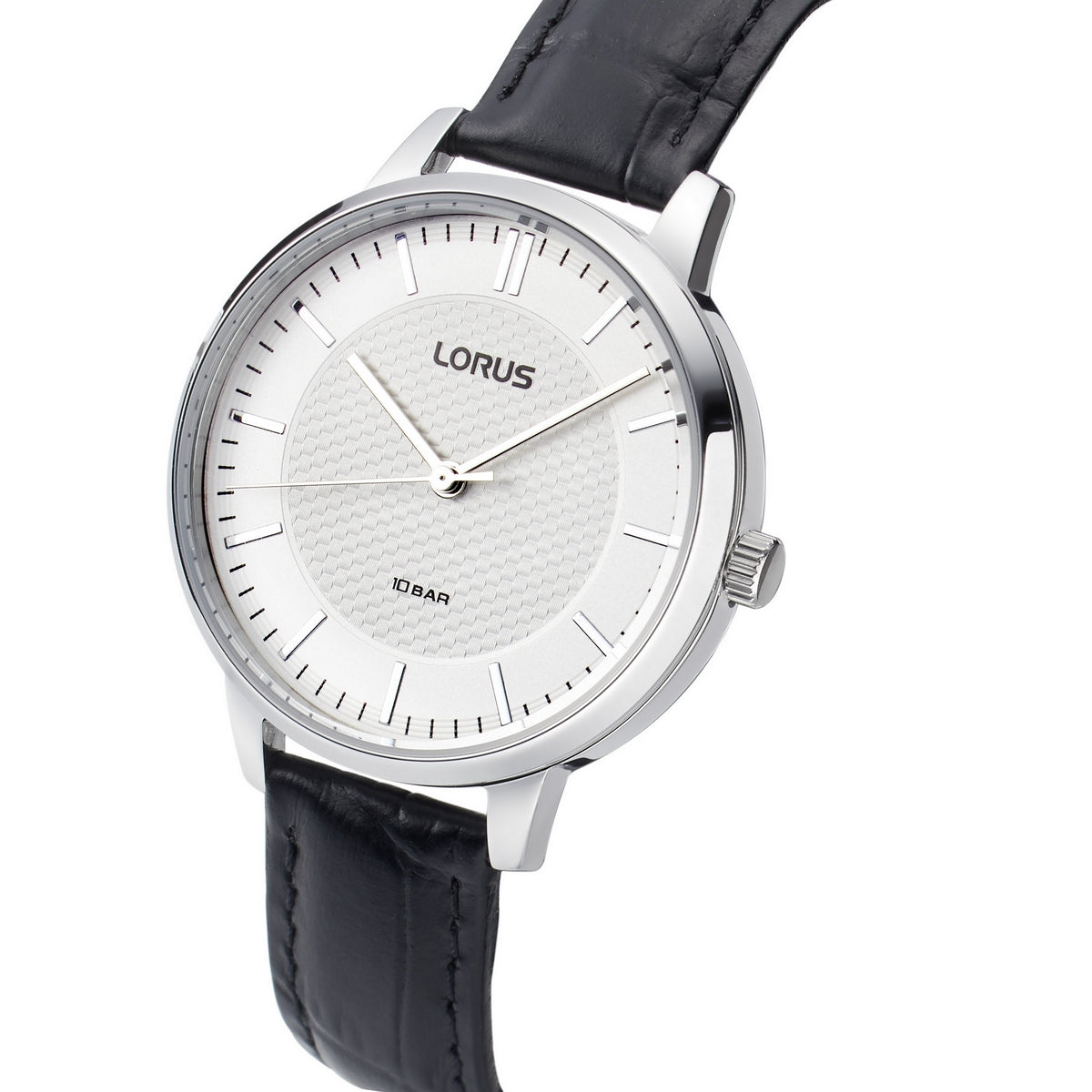 lorus ladies gold tone carbon silver dial on strap watch