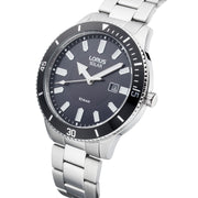 lorus solar gents stainless steel black dial bracelet watch