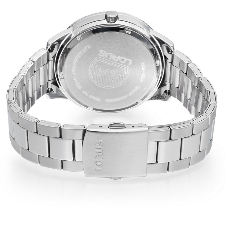 lorus solar gents stainless steel black dial bracelet watch