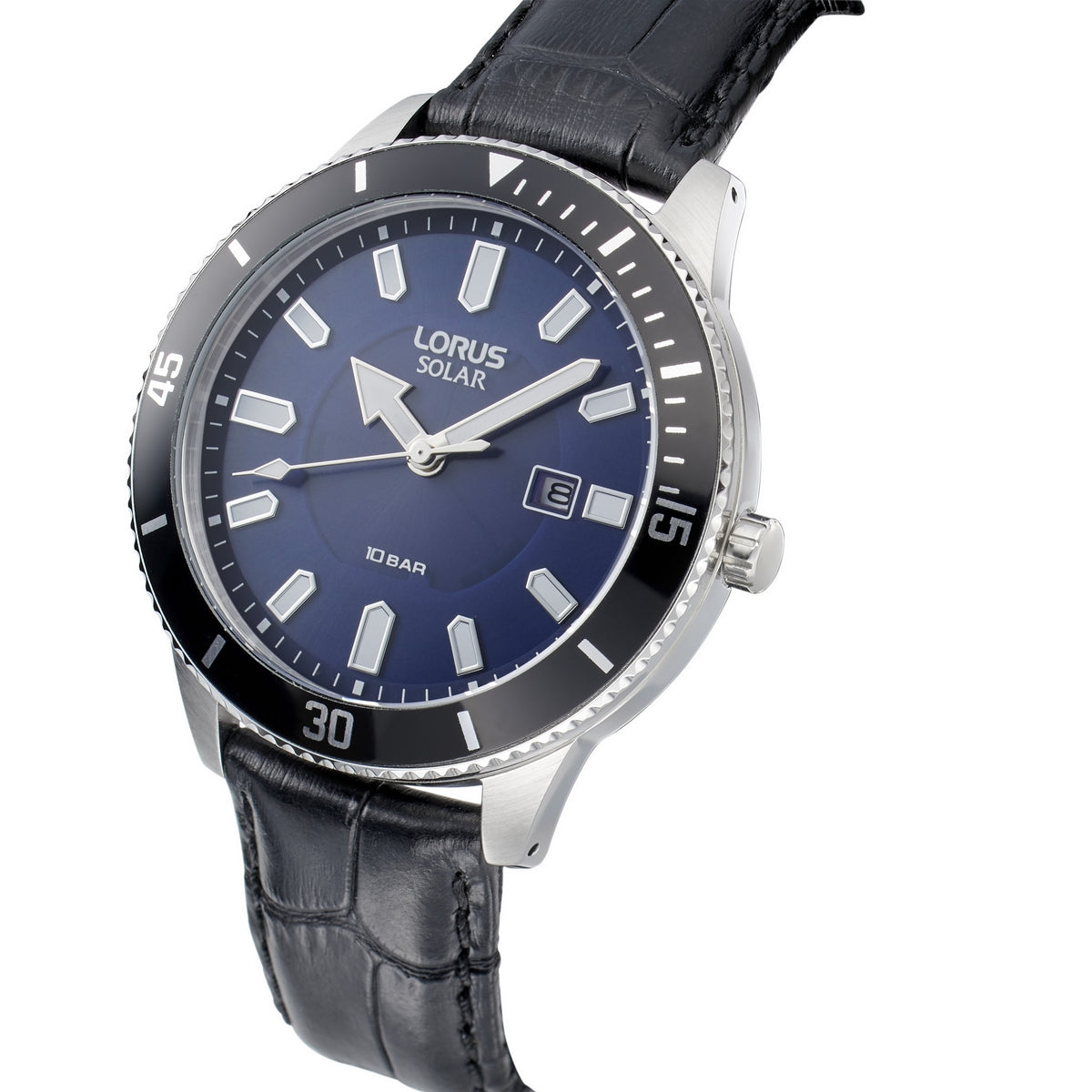 lorus solar stainless steel blue dia strap watch
