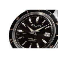 seiko presage automatic black dial, 40.8mm 5bar, nylon strap watch