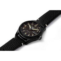 seiko seiko 5 sports field watch automatic black  dial, 39.4mm, 10bar, calf strap   watch
