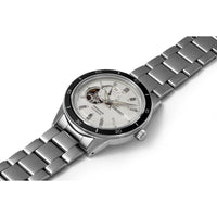 seiko presage style 60 automatic dual time, open heart, ivory dial, 40.8mm 5bar, bracelet watch