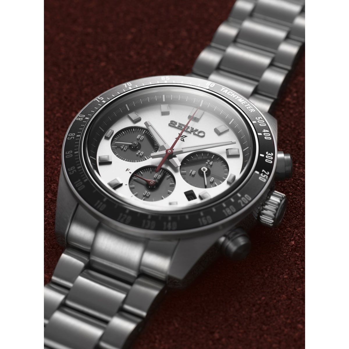 prospex speedtimer 41.4mm solar chronograph black & grey bezel stainless steel bracelet watch