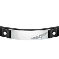 sector bandy bracelet black leather strap & tag 22cm