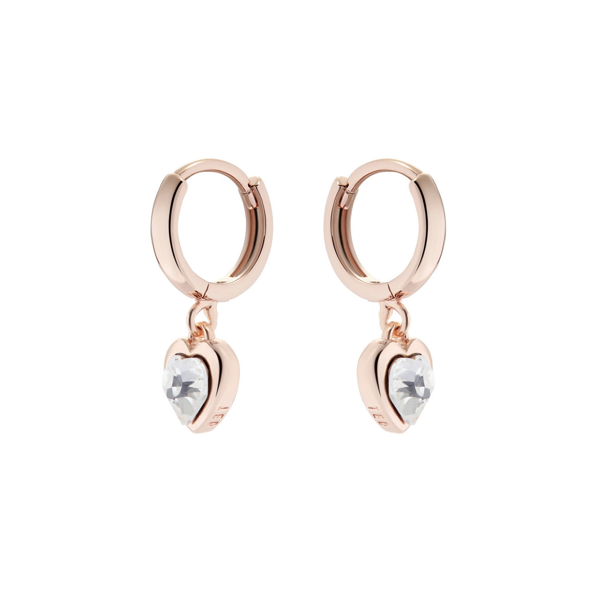 ted baker-crystal heart rose gold ear charms