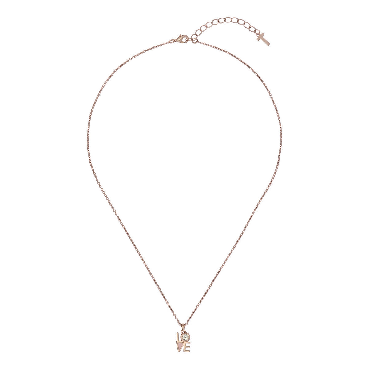 ted baker linnear lo-ve pendant clear crystal baby pink