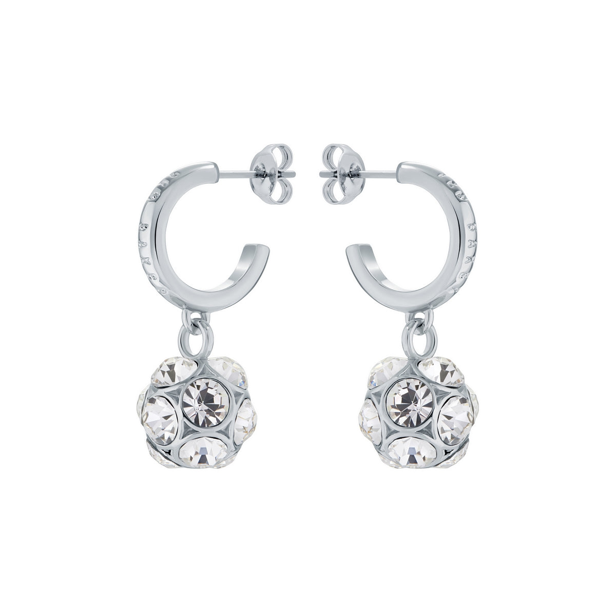 ted baker ryanka: razzle dazzle hoop charm  silver tone clear crystal earring