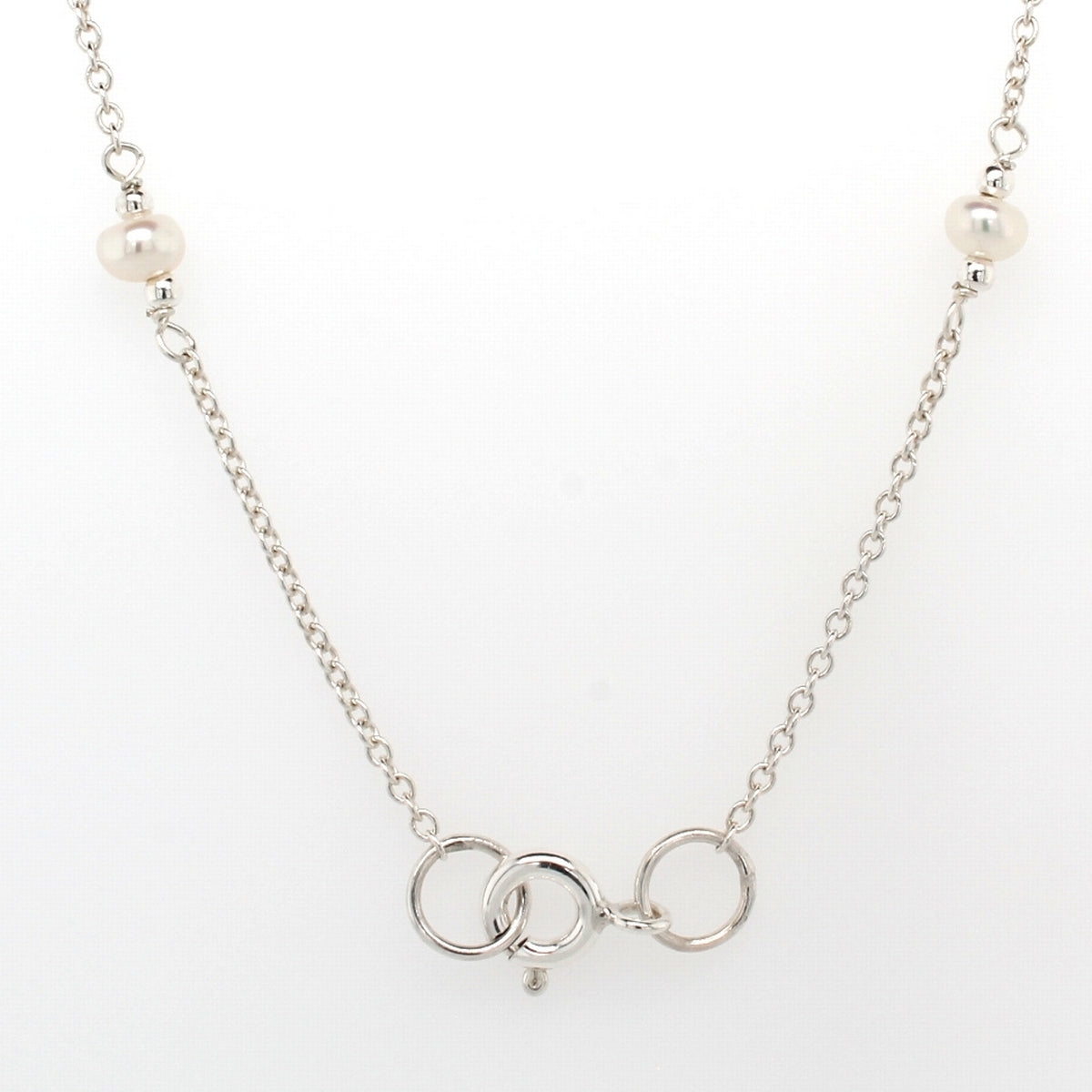 silver multi pearl�inlay drop necklace 44 cm�