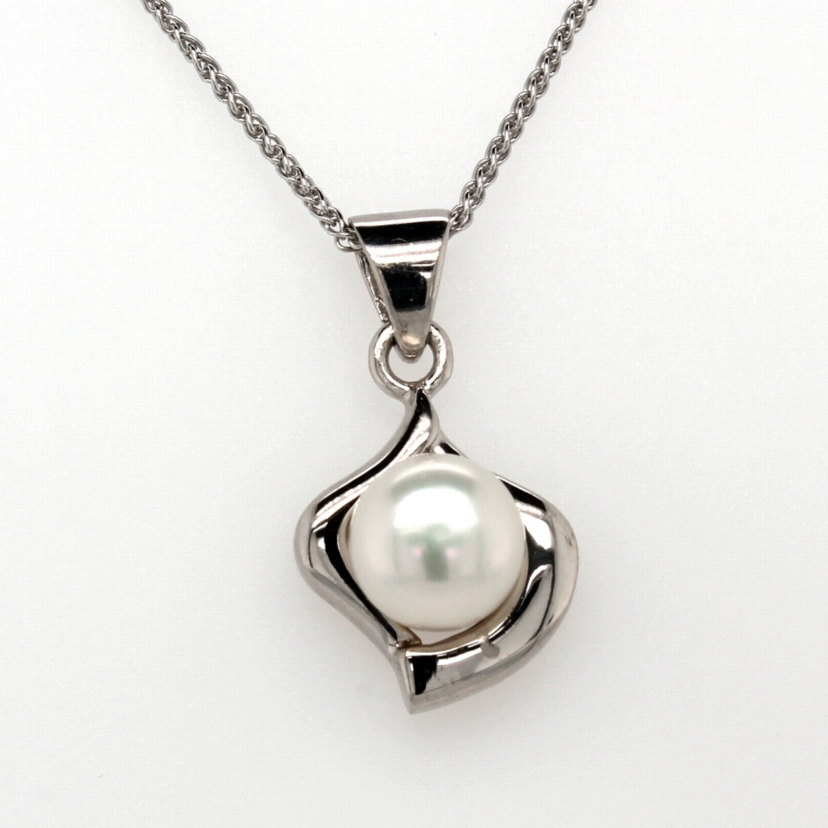 silver pearl earrings & pendant set 6.5-7mm �