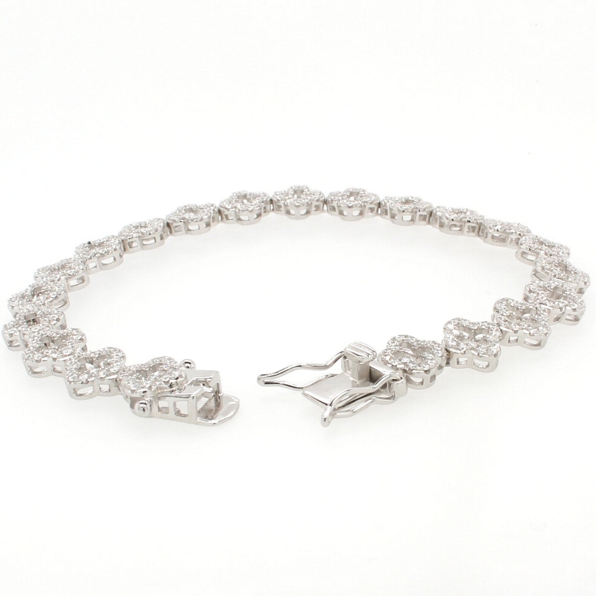 silver cz flower bracelet